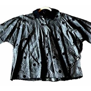 Skif Cardigan Womens OS  Lagenlook Artsy Skifo Metallic Hand Painted Shirt